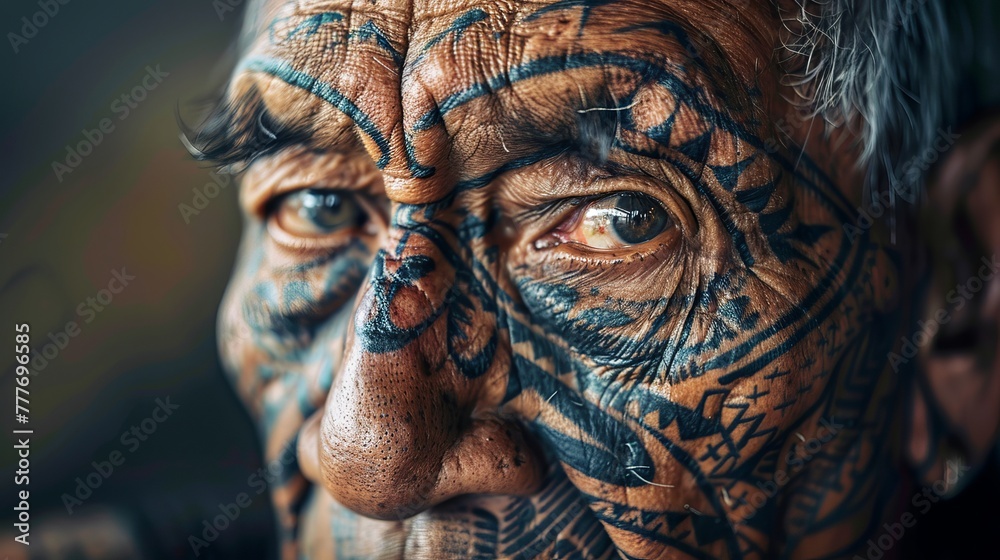 Intricate Traditional Facial Tattoos Showcasing Cultural Heritage