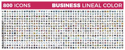 Big set of 800 Business web icons in Lineal Color style collection. Vector illustration.