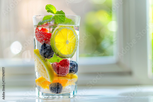 Detox Water in Sunlit Glass