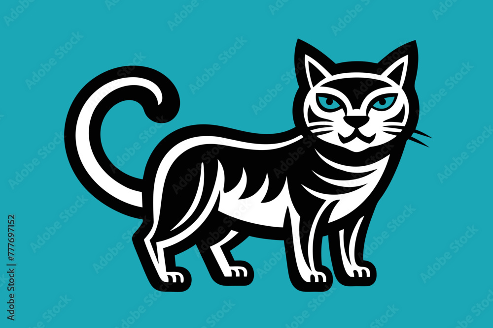 t shirt design for cat, bold line art, illustration, sticker