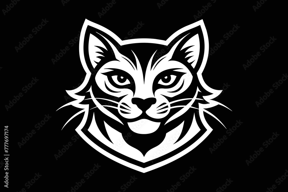 t shirt design for cat, bold line art, illustration, sticker