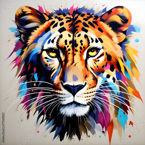 cheetah animal portrait beautiful abstract colors. generative ai