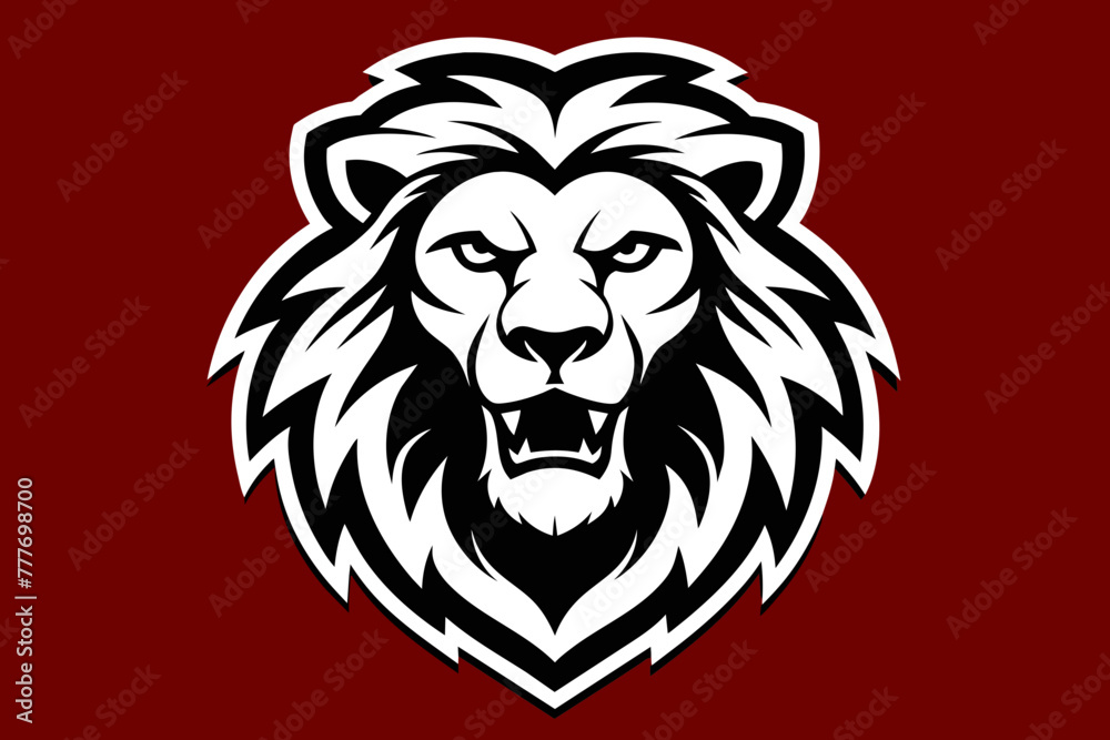 t shirt design for lion, bold line art, illustration, sticker
