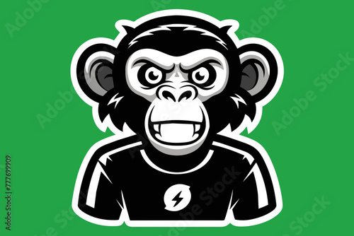 t shirt design for monky, bold line art, illustration, sticker