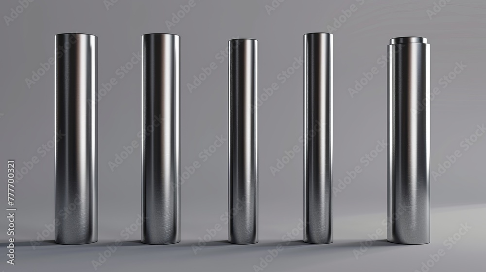 Set of 3D Metal Poles with Different Diameters Vector Illustration Set of 3D Metal Poles with Different Diameters Vector Illustration