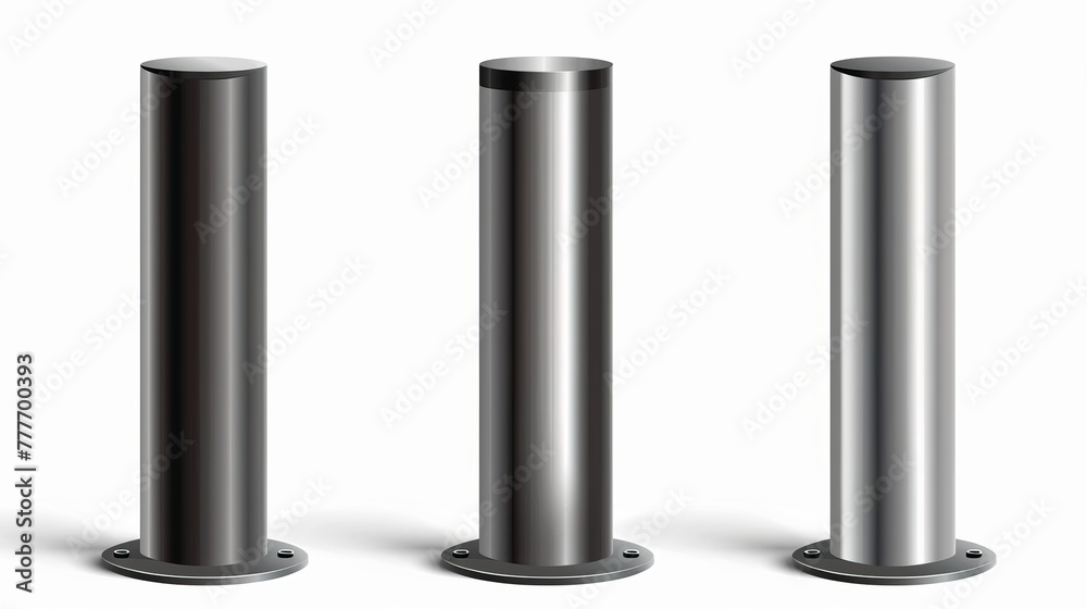 Set of 3D Metal Poles with Different Diameters Vector Illustration Set of 3D Metal Poles with Different Diameters Vector Illustration