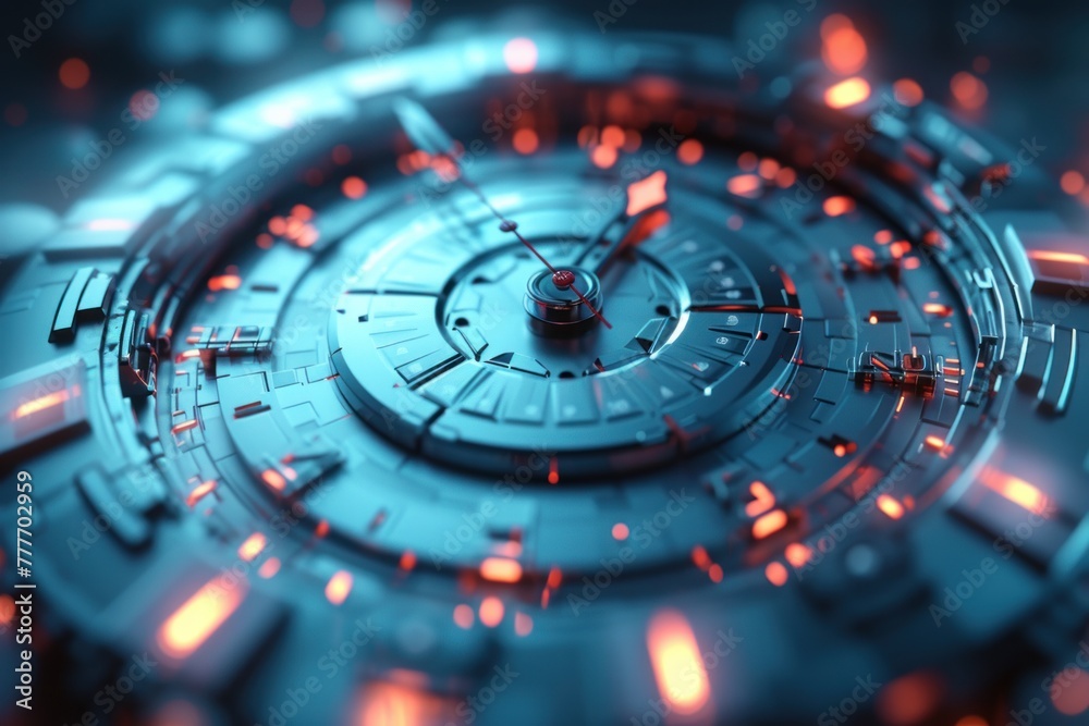 Close up of clock with red lights Close up of clock with red lights