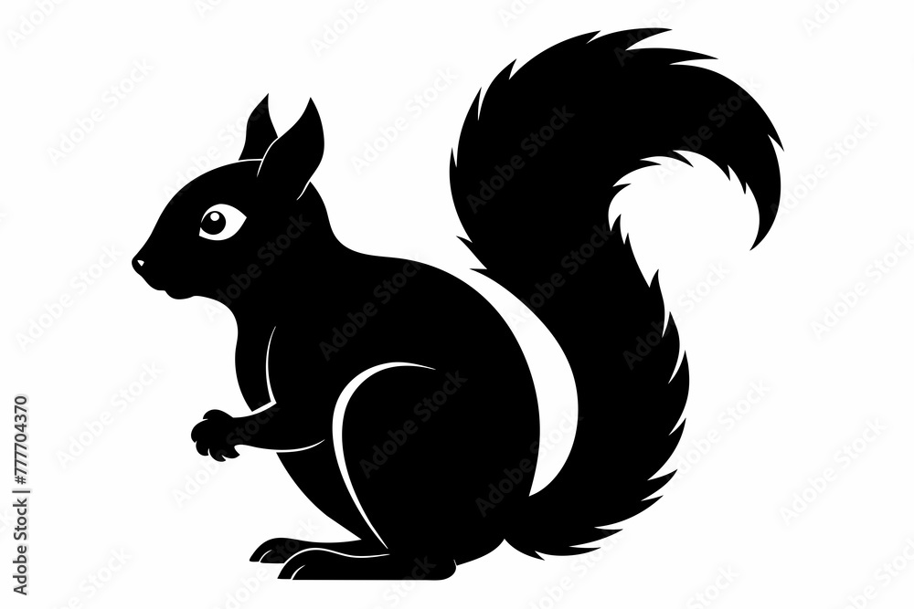 Squirrel silhouette black vector artwork illustration