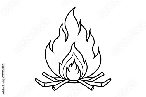 camp fire silhouette vector illustration