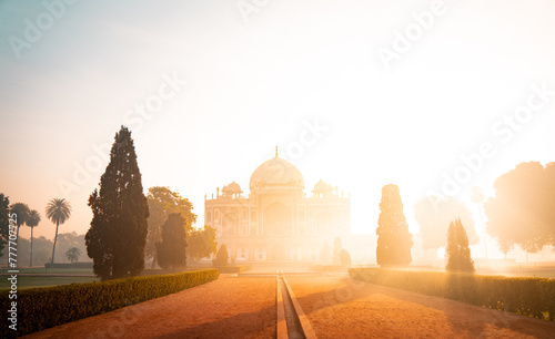 Humayuns Tomb silhouette photography during the early morning golden light hour photo
