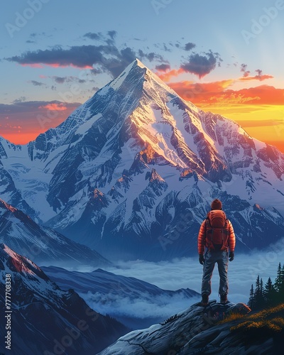 Rocky mountain peak with snow, alpine summit, rugged terrain, outdoor adventure Background, wallpaper
