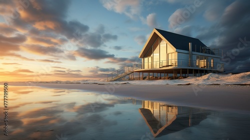 A photo of a Beach House Reflecting Tranquility