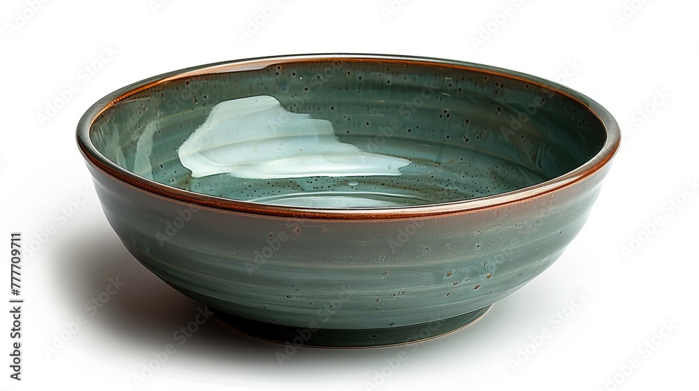 An empty ceramic plate in green hue isolated on white background. An empty ceramic plate in green hue isolated on white background.