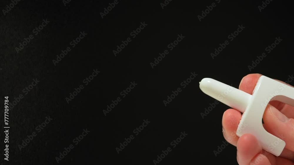Nasal spray from emergency kit bag used for opioid drugs overdose. Rescue recovery medication for narcotic opiates or fentanyl overdose