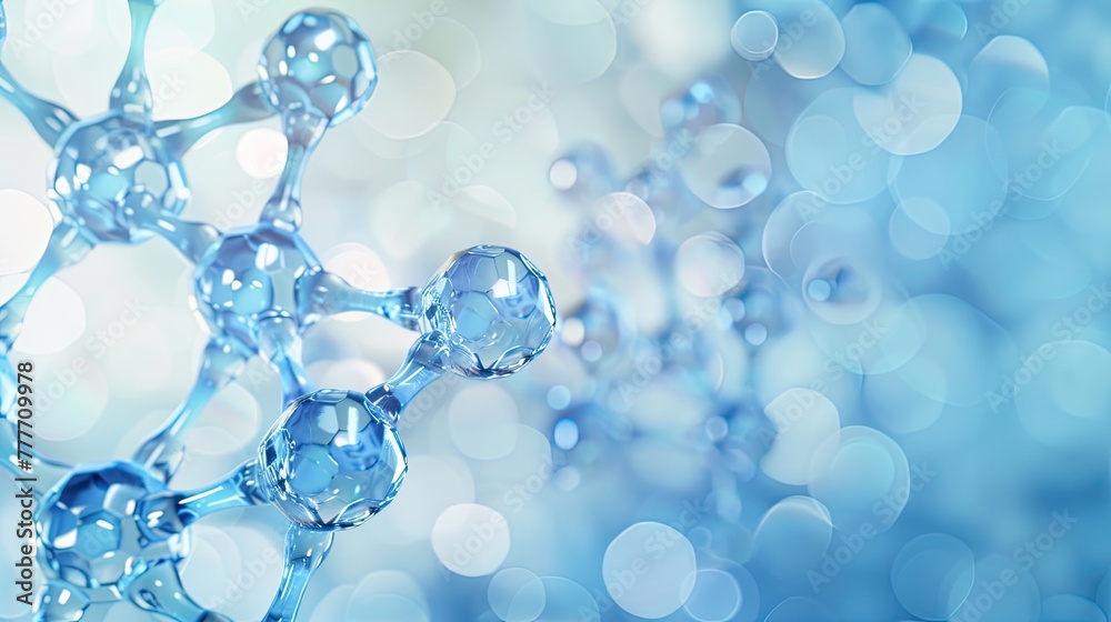 Abstract representation of a molecular structure in shades of blue with a bokeh background Abstract representation of a molecular structure in shades of blue with a bokeh background