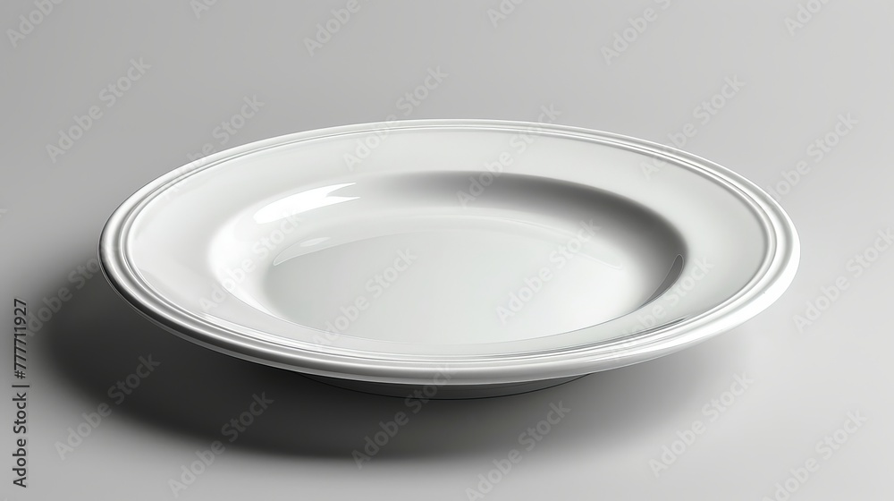Empty white plate displayed over a white background. Empty white plate displayed over a white background.