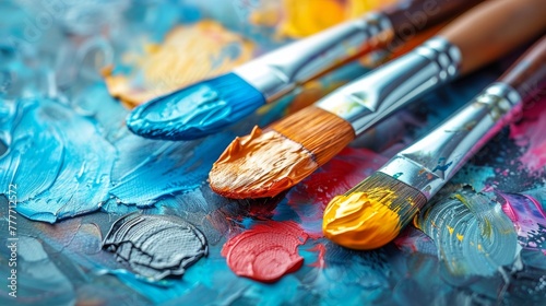 Paints with bright colors and watercolors