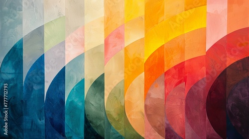 Compose an abstract depiction of pastel rainbows, each layer subtly overlapping the next.