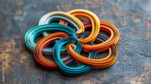 piece of art using quilling techniques to form complex Celtic knots, reflecting the ancient traditions of the Celtic people, with a focus on the interconnectivity of life and the natural world.