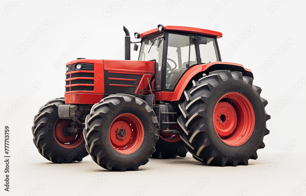 High detailed illustration of a farm tractor red agricultural tractor is vividly depicted isolated on white background High detailed illustration of a farm tractor red agricultural tractor is vividly depicted isolated on white background