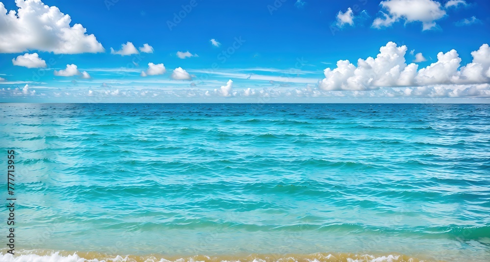 Obraz premium A beach with waves crashing against the shore.