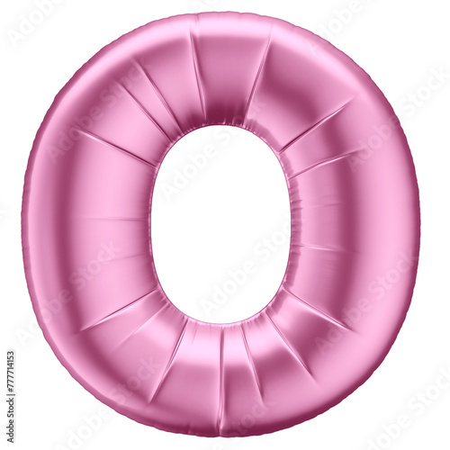 3D Pink Balloon Number 0 Symbol for Celebrations with Transparent Background