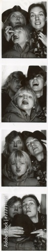 Funny girlfriends with a kid in a photobooth photo