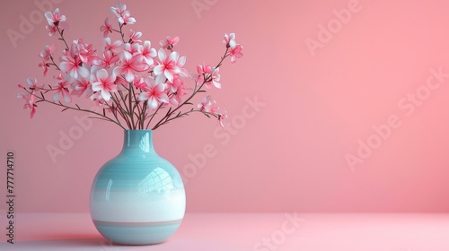 gentle gradient from dawn pink to baby blue, highlighting the silhouette of a minimalist vase.
