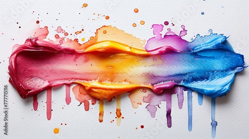 An isolated white background is adorned with colorful watercolor brush strokes.