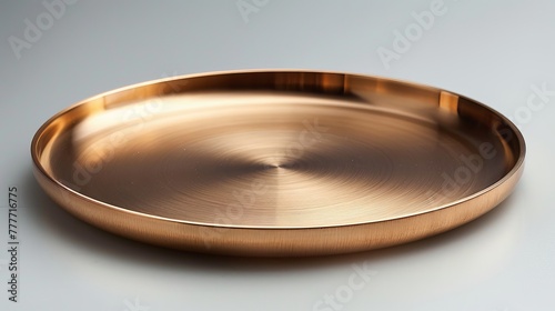 Gold plate without any items, positioned on a white background.
