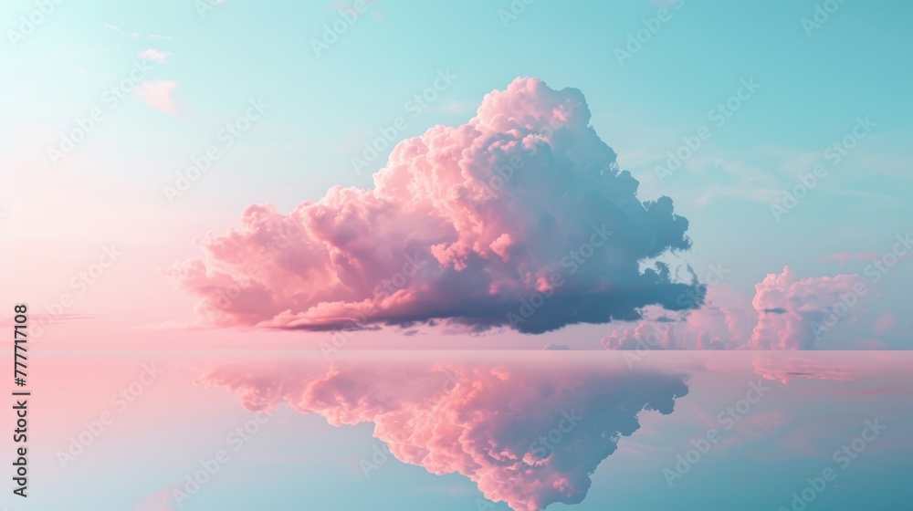 subtle gradient from champagne pink to baby blue, showcasing a solitary cloud.