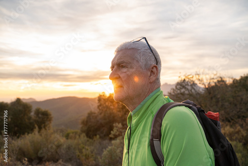 Hiker senior man portrait 