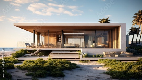 A photo of a Contemporary Beach House in Coast © Xfinity Stock
