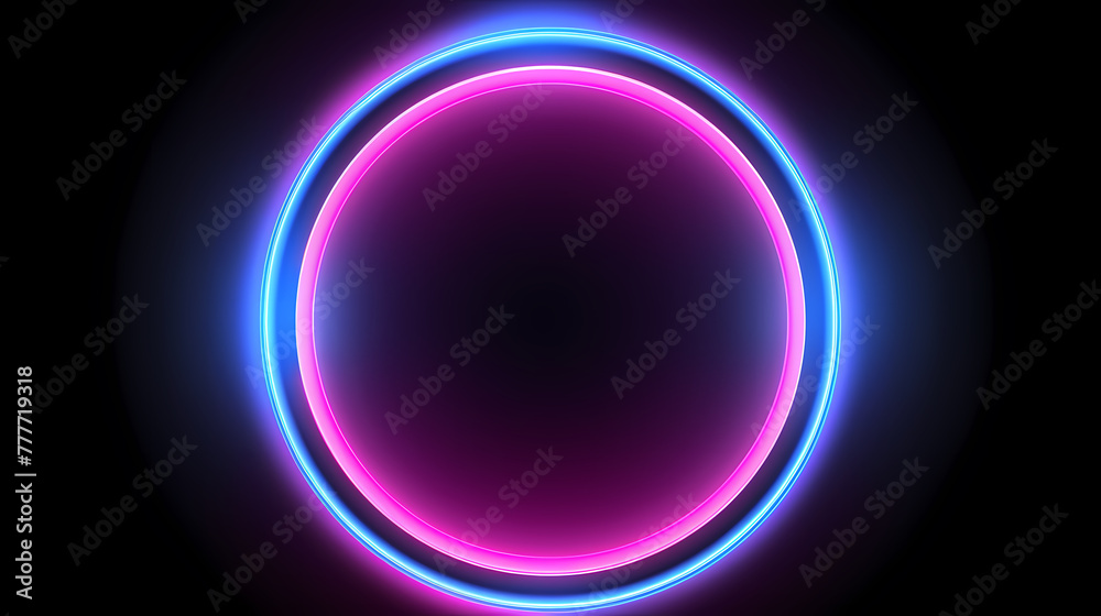Vector illustration of neon ring on dark background
