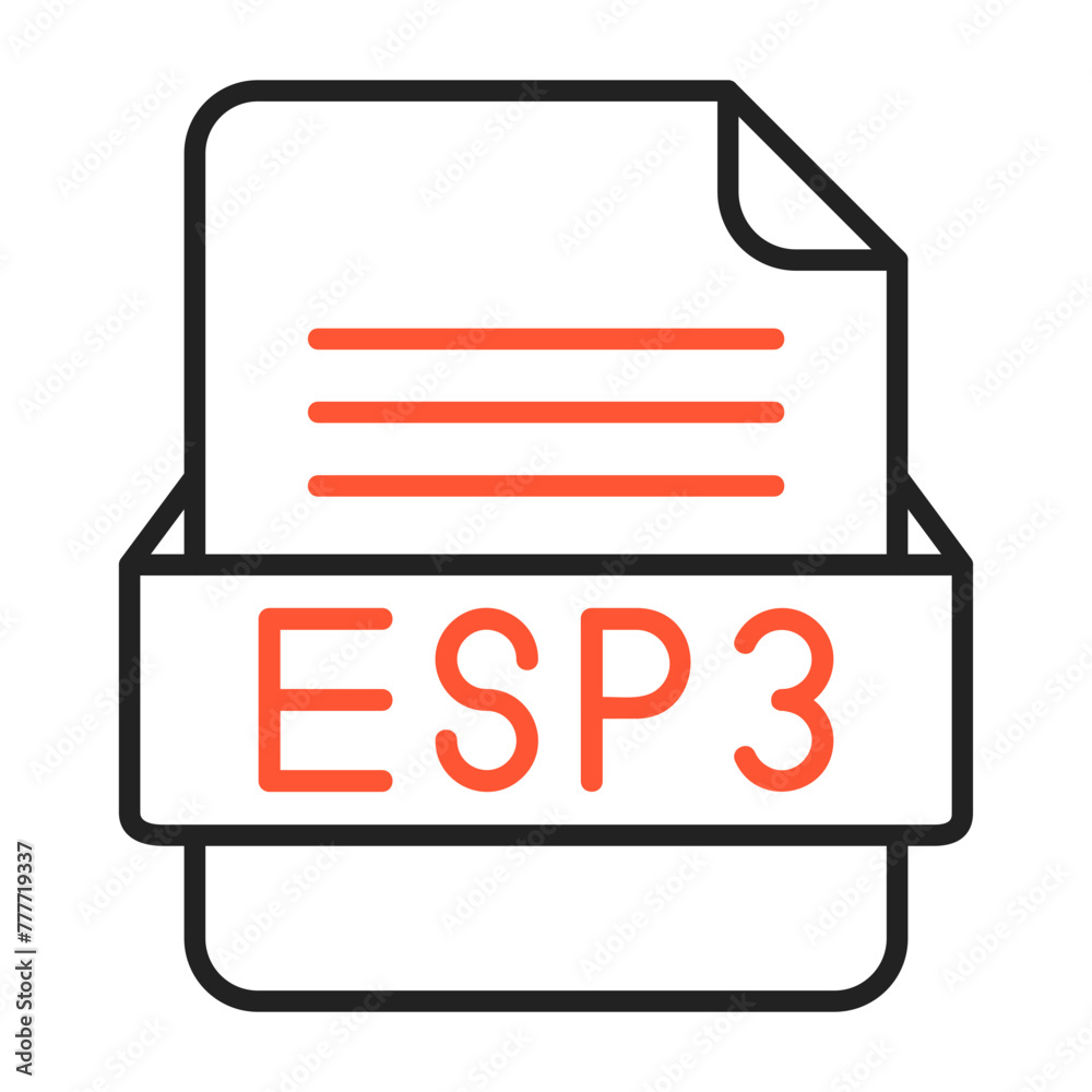 ESP3 File Format Vector Icon Design