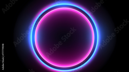 Vector illustration of neon ring on dark background