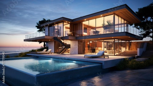 A photo of a Contemporary Beach House with Nature