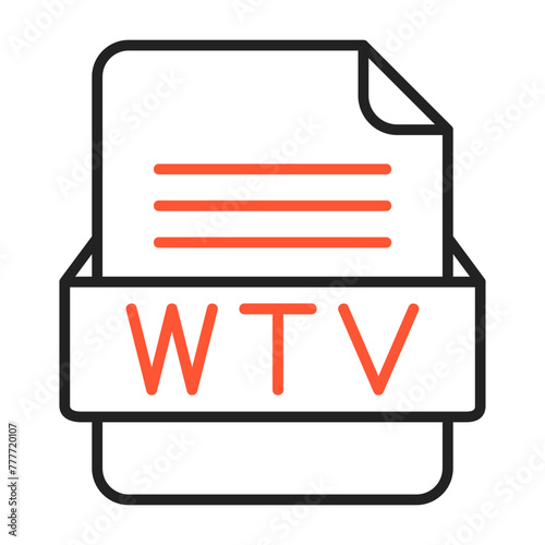 WTV File Format Vector Icon Design