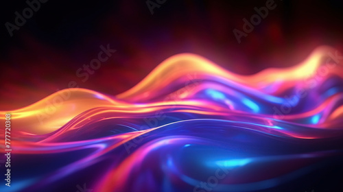 Led Light. Future tech. Shine dynamic scene. Neon flare. Colorful rays. Generative AI photo