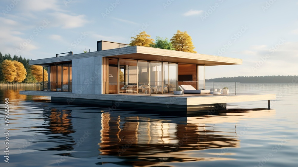 A photo of a Contemporary Floating House