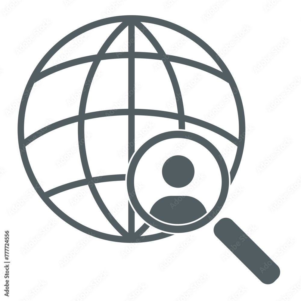 magnifying glass globe icone magnifying glass globe icone