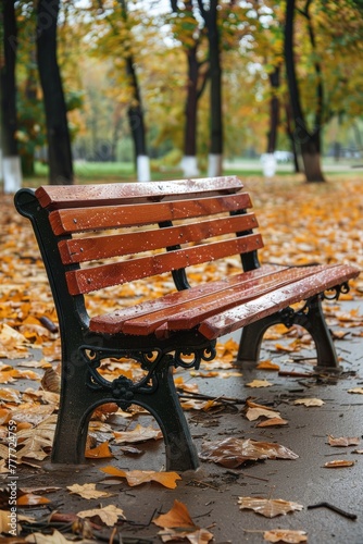lonely empty bench in the park Generative AI