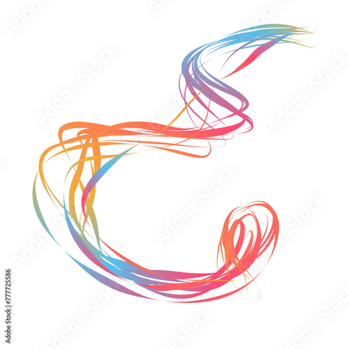 Abstract painted multicolored wavy lines