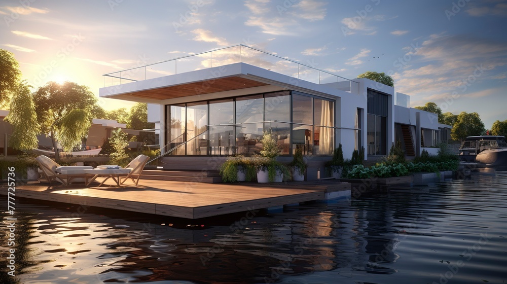 A photo of a Contemporary Houseboat Blending