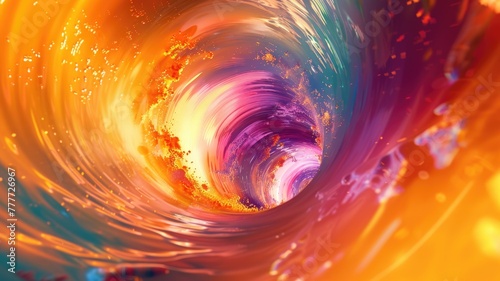 abstract dreamscape with swirling colors merging in mid-air  forming a vivid tunnel