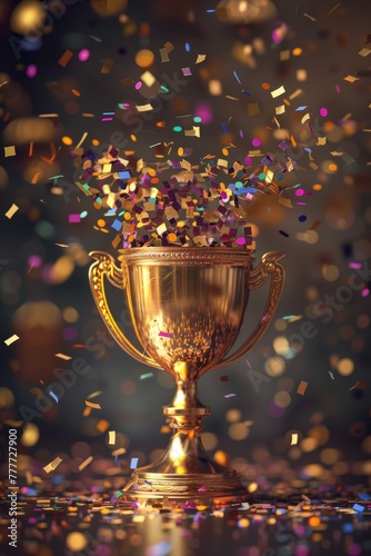 winner's cup with confetti Generative AI