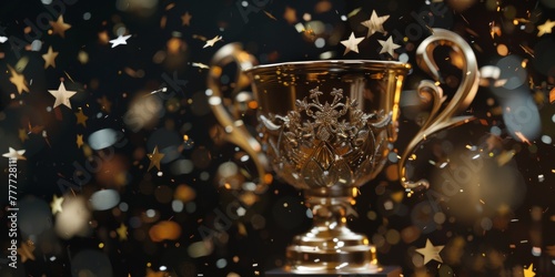 winner's cup with confetti Generative AI