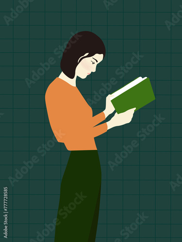Woman absorbed reading  photo