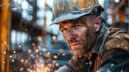 Man welding in an industrial setting