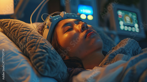 Young woman in a sleep study